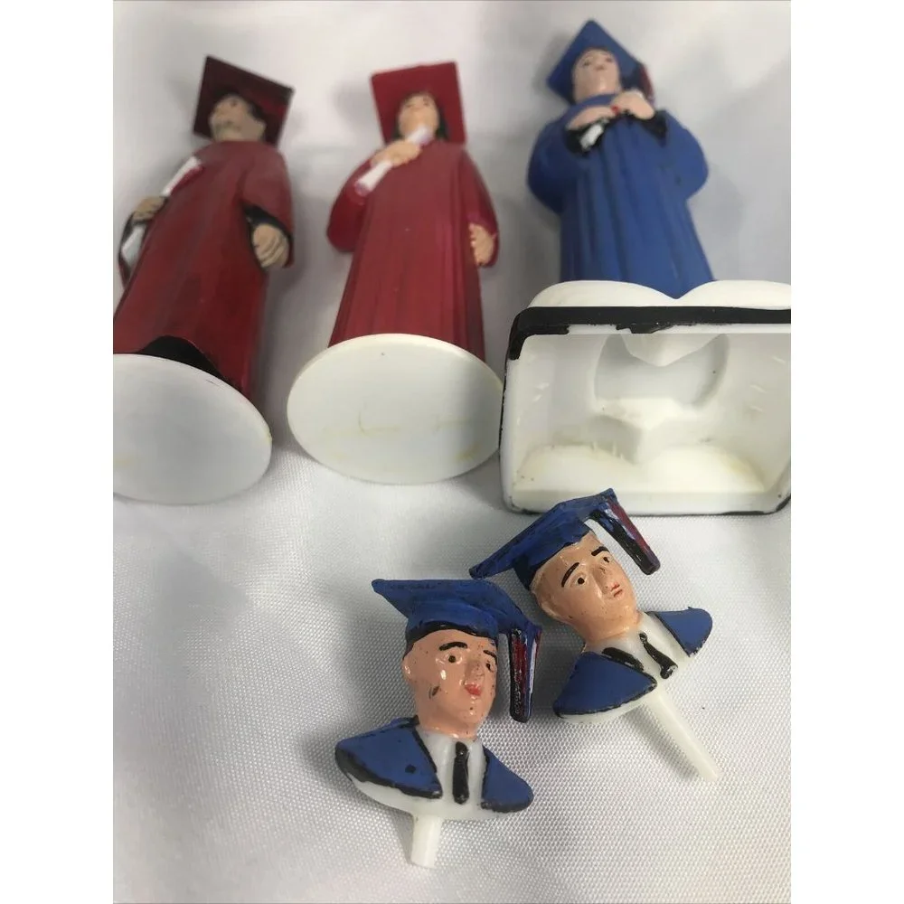 Vintage Graduation Cake Cupcake Toppers Highschool College Students Boy And Girl